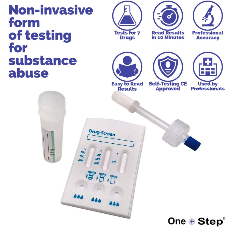 2 x Saliva Drug Test - Testing Kit - 7 Drugs Tested - Cannabis, Cocaine, Amphetamine, Methamphetamine, Benzodiazepine, Methadone & Opiates 2 x 7in1 Saliva Tests - NewNest Australia