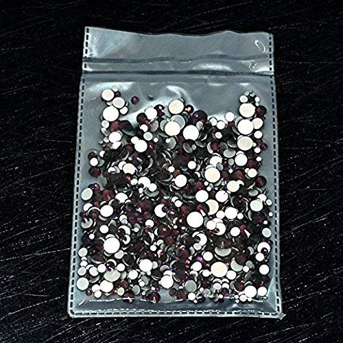 AD Beads 1440 Pieces Mixed Size Glue on Quality Glass Flatback Rhinestones Round Crystal Gems ( 17 Amethyst ) Amethyst 17 - NewNest Australia