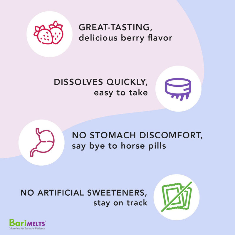 BariMelts Calcium Citrate, Dissolvable Bariatric Vitamins, Natural Berry Flavor, 120 Fast Melting Tablets - NewNest Australia