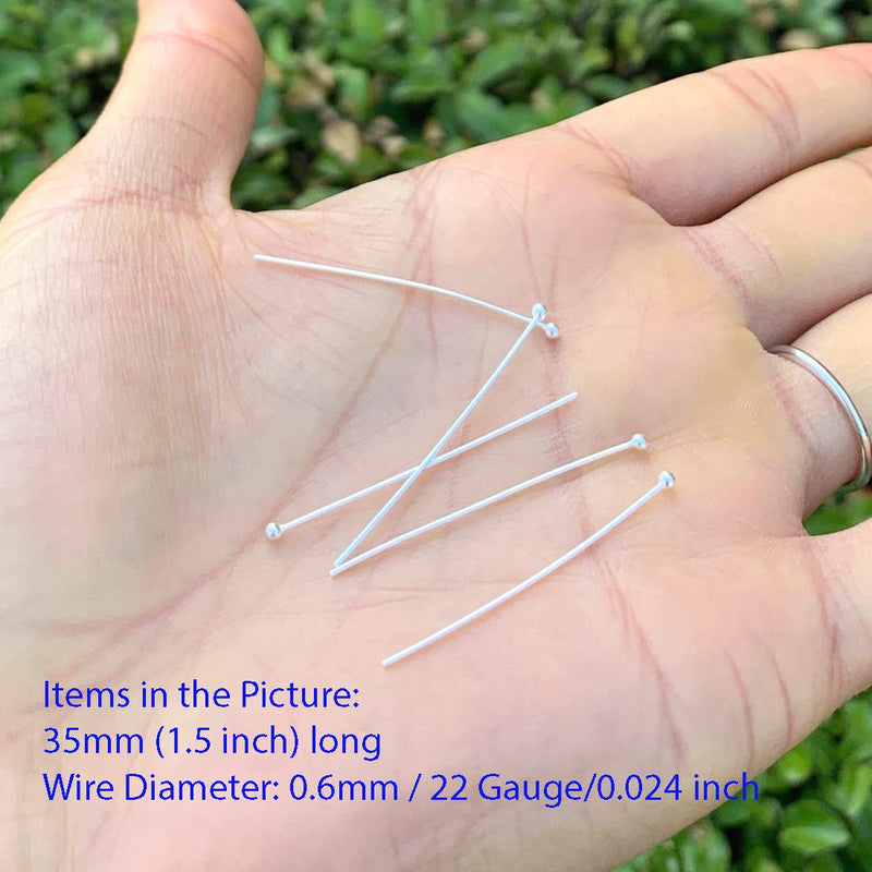 20pcs Authentic 925 Sterling Silver Head Pin Round Ball Pins 18mm (0.7 inch) For Jewelry Beading Threading Making (Wire 0.6mm/22 Gauge/0.024 Inch) SS424 20 - NewNest Australia