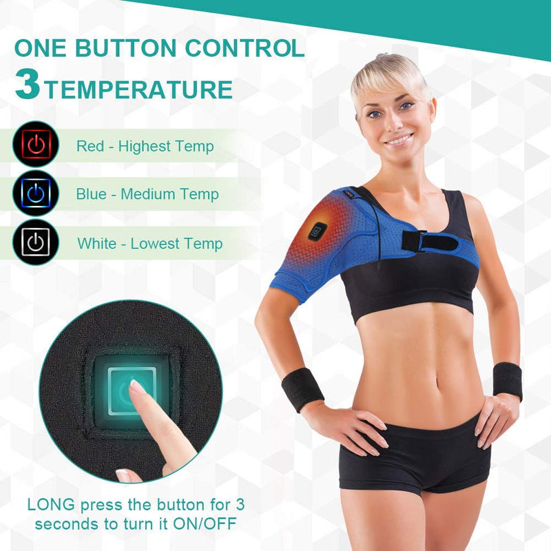 Heated Shoulder Support Brace, Shoulder Heating Pad for Rotator Cuff, Arm Wrap Brace USB Electric, Frozen AC Joint, Dislocation Sprains and tendonitis Muscles Pain Relief (L) - NewNest Australia