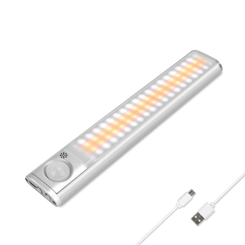Under Cabinet Lighting 80 LED Closet Light, Motion Sensor Lights Indoor USB Rechargeable Dimmable Wireless Stick-on Night Light Bar for Kitchen, Wardrobe, Garage, Stairs, Bedroom (1 Pack) B-1 Pack - NewNest Australia