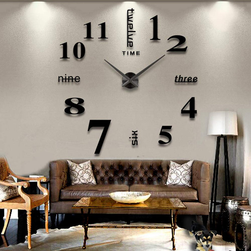 NewNest Australia - LZYMSZ 3D Mirror DIY Wall Clock,Modern Design, Frameless for Decorate The Empty Wall, Like Home, Office, Hotel, Easy to Assemble(Black) Black 