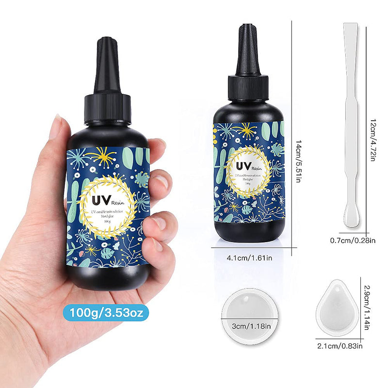 OSBANG Crystal Clear Hard UV Resin Upgraded Formula Ultraviolet Fast Curing Resin for Jewelry Making Craft Decoration, Hard Transparent Glue Solar Cure Sunlight Activated Resin (100g) 100g - NewNest Australia