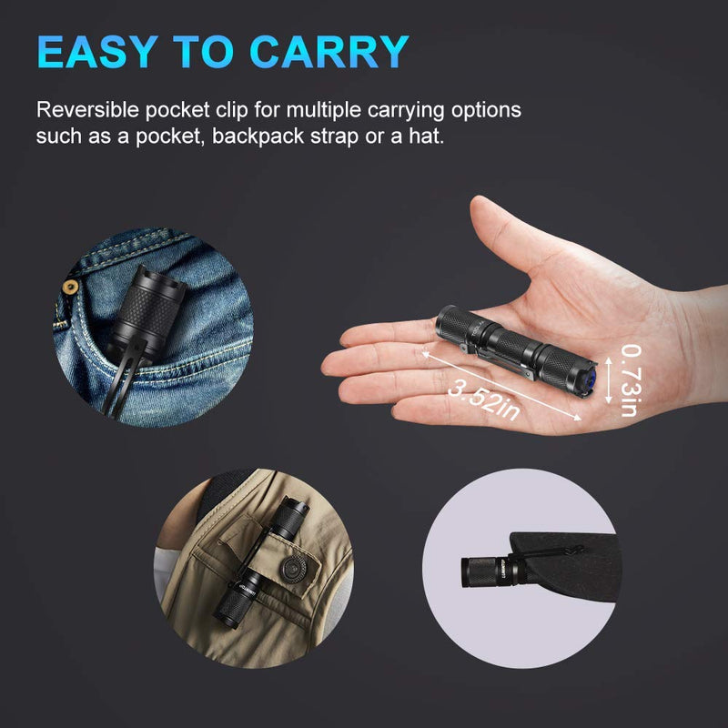 Pocket-sized Super Bright Flashlight Set- LUMINTOP TOOL AA 2.0 EDC Flashlight with Magnetic Tail and 920mah Rechargeable Battery, 650 Lumens, 5 Modes with Mode Memory, Waterproof Torch for Camping - NewNest Australia