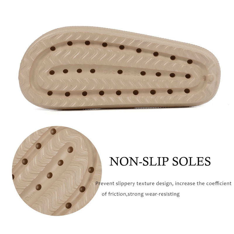MUYOGRT Pillow Slides Women Men Non-Slip Quick Dry Shower Sliders Thick Sole Platform Slippers Bathroom Poolside Sandals Super Soft Massage House Slippers for Indoor & Outdoor Khaki 5.5/6.5 UK - NewNest Australia