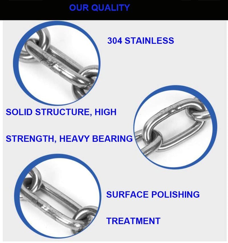 MIKMAYTOO Heavy Duty Stainless Steel Chain 550LB Capacity for Punching Bags Hanging Chair Hammocks Swing Trapeze Yoga 20.0 Inches 4MM - NewNest Australia