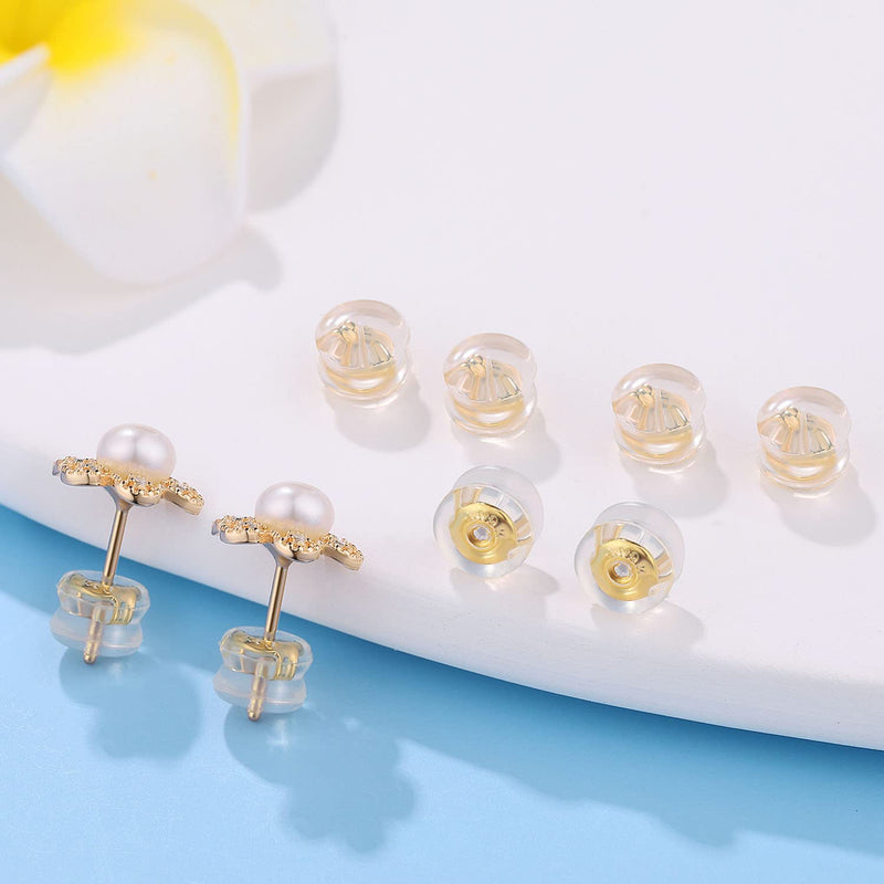 Moconar 18K Gold Locking Secure Earring Backs for Studs, Silicone Earring Backs Replacements for Studs/Droopy Ears, No-Irritate Hypoallergenice Earring Backs for Adults&Kids(Gold) - NewNest Australia