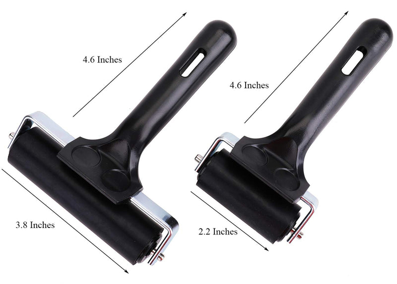 Yesland 4 Pcs Brayer Roller, Black Rubber Roller for Printmaking Wallpapers Stamping Gluing Application - 3-7/8 & 2-3/8 Inches - NewNest Australia