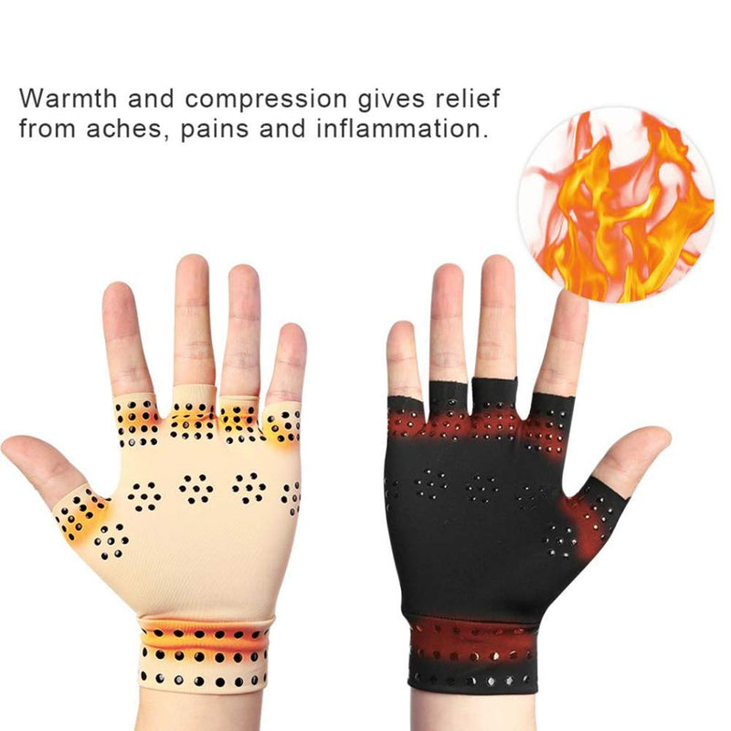 RZJZGZ 2Pack Arthritis Gloves Compression Gloves Fingerless Gloves Magnetic Arthritis Therapeutic Therapy Fingerless Gloves Relief Hand Pain Relief Heal Joints Relief (Nude) - NewNest Australia