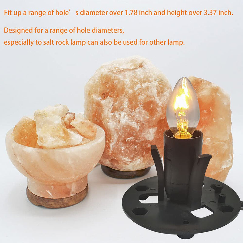 Himalayan Salt Lamp Cord with Dimmer Switch and Bulbs, 6FT Original Replacement Cord with Base Assembly 3.35 Inches, 6-Pack 15 Watt E12 Halogen Salt Lamp Bulbs for Salt Rock Lamp - NewNest Australia