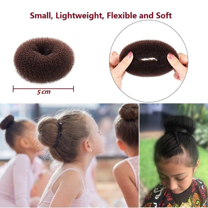 Extra Small Hair Bun Maker for Kids, 6 PCS Chignon Hair Donut Sock Bun Form for Girls, Mini Hair Doughnut Shaper for Short and Thin Hair (Small Size 2 Inch, Dark Brown) - NewNest Australia