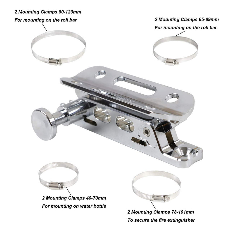 KOLEMO Quick Release Adjustable Roll Bar Fire Extinguisher Holder Mount with 8 Clamps for Jeep Wrangler UTV Polaris RZR Ranger Camper Van with Pillar Universal Vehicle Home and Office,Chrome Chrome - NewNest Australia