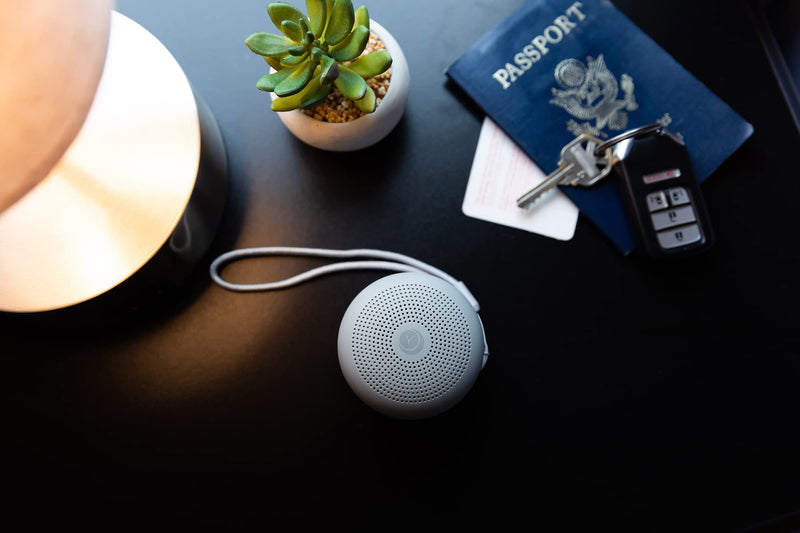 Yogasleep Travel Mini Gray Portable White Noise Sound Machine | 6 Soothing Sounds | Soft Dimable Night Light | Compact Sleep Therapy for Adults & Baby | USB Rechargeable | Lanyard for Easy Hanging - NewNest Australia