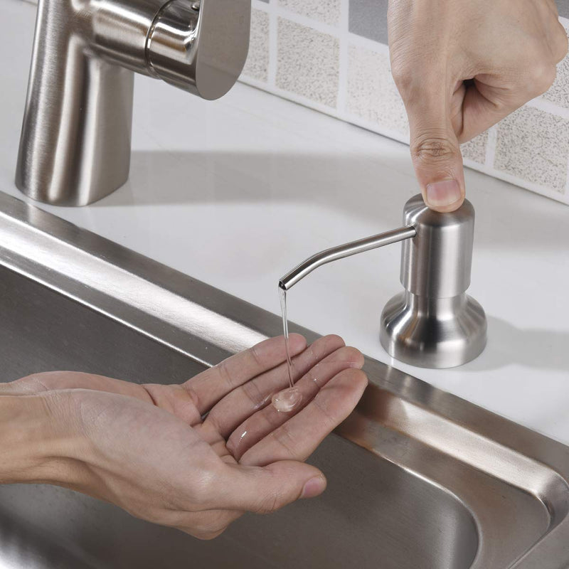 Dish Soap Dispenser for Kitchen Sink, SonTiy Commercial Kitchen Hand Soap Dispenser Pump Brushed Nickel, Stainless Steel Liquid Soap Dispenser with 47" No-Spill Extension Tube+17 OZ Bottle - NewNest Australia