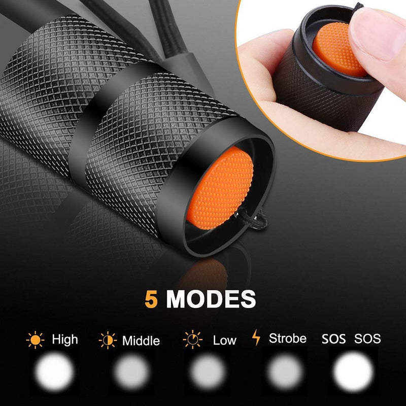 Tactical Flashlight 5 Pack Tac Light Torch Flashlight As Seen on TV XML T6 Tactical Flashlight Brightest LED Flashlight with 5 Modes Adjustable Waterproof Flashlight for Biking Camping - NewNest Australia