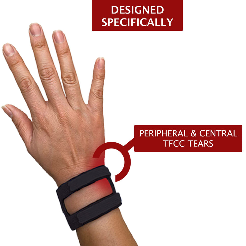 WristWidget® (Black) Adjustable Wrist Brace for TFCC Tears, One Size fits most. For Left and Right Wrists, Support for Weight Bearing Strain, Exercise Regular Black - NewNest Australia