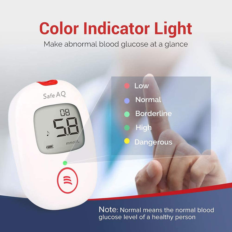 sinocare Blood Sugar Monitor, Diabetes Testing Kit with Voice Reminder and Light Warning Blood Glucose Monitor with Test Strips x 50 and Lancets x 50 & Case, Safe AQ Voice Glucometer -in mmol/L Test Kit - Voice - NewNest Australia