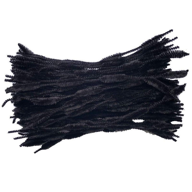 Carykon Pack of 100 Pipe Cleaners Fuzzy Bumpy Chenille Stems for Creative Handmade DIY Art Craft (Black) Black - NewNest Australia