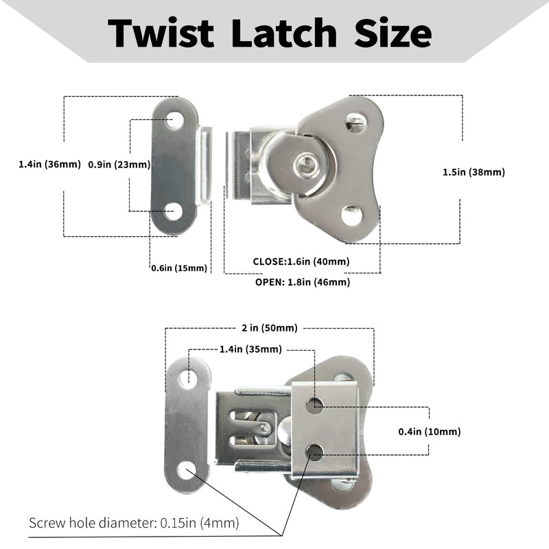 ESUDNT 6 Pack Stainless Steel Twist Latch, Butterfly Fastener Draw Latch for Box, Case (Screws Included) - NewNest Australia