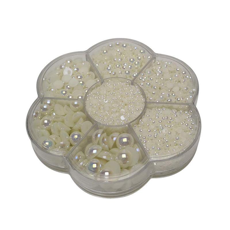 Chenkou Craft 3000PCS 1 Box Beige Round Flatback Imitation Half Pearls Bead Loose Beads Gem (Beige Half Ball) Beige half ball - NewNest Australia