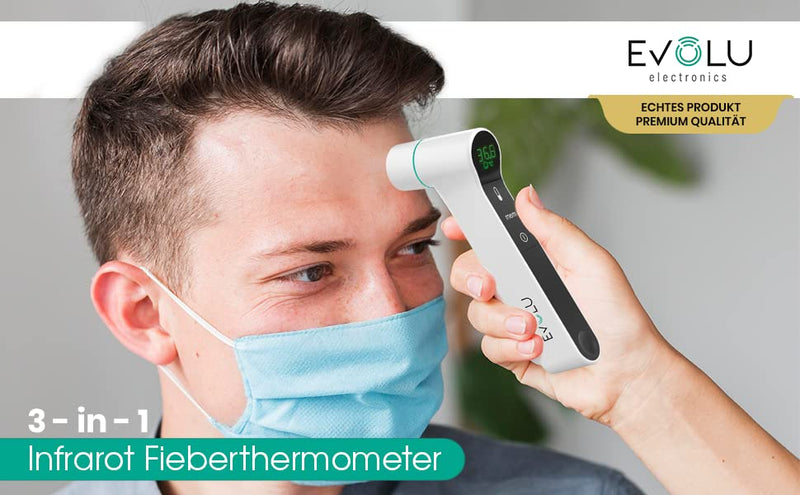 Evolu Fever Thermometer Contactless Infrared Non Contact Forehead Thermometer 3-In-1 Digital Infrared Thermometer - Ear Thermometer For Babies, Children, Adults Ear And Forehead - NewNest Australia