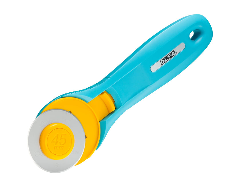OLFA 45mm Quick-Change Rotary Cutter (RTY-2/C) - Rotary Fabric Cutter w/ Blade Cover for Crafts, Sewing, Quilting, Replacement Blade: OLFA RB45-1 (Aqua) - NewNest Australia