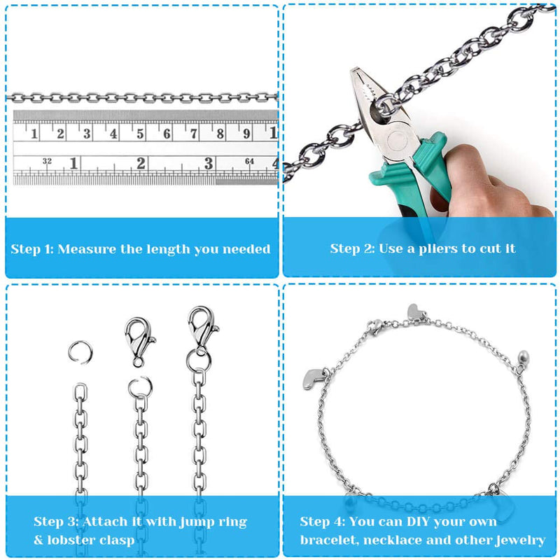 Chains for Jewelry Making, Anezus 50 Feet Stainless Steel Jewelry Chain Bracelet Chains 2.0mm Silver Thin Chain with Jump Rings Lobster Clasps for Making Jewelry DIY Necklace Making - NewNest Australia