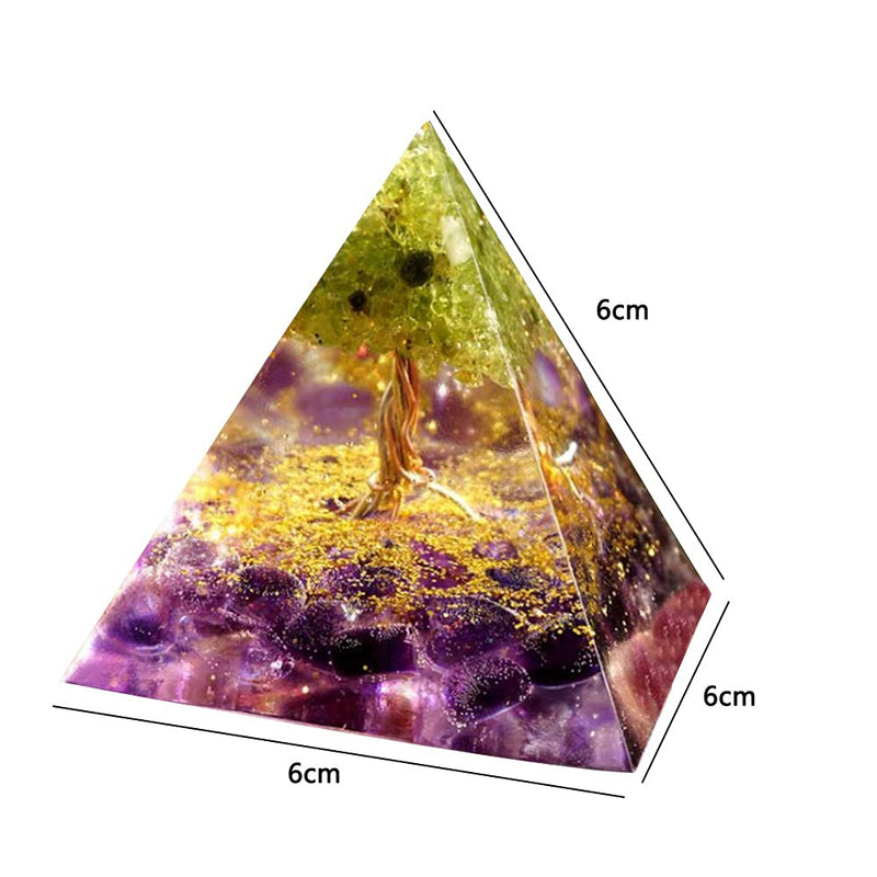 VNSTKWW Orgone Pyramid Crystal, Healing Chakra Pyramid for Protection,Balancing Positive Energy,Amethyst Emotional-Negativity Removal Stone,Clear Quartz Crystal Point for Meditation(2.36 inch) A - NewNest Australia