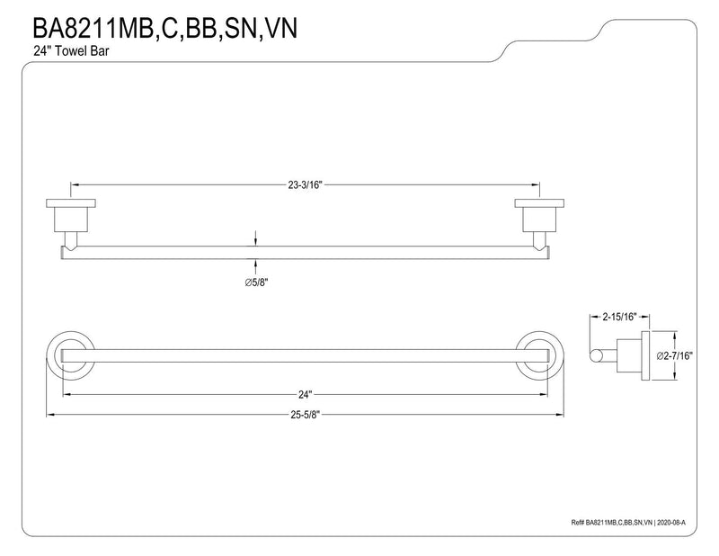 Kingston Brass BA8211C Concord 24-Inch Towel Bar, Polished Chrome - NewNest Australia