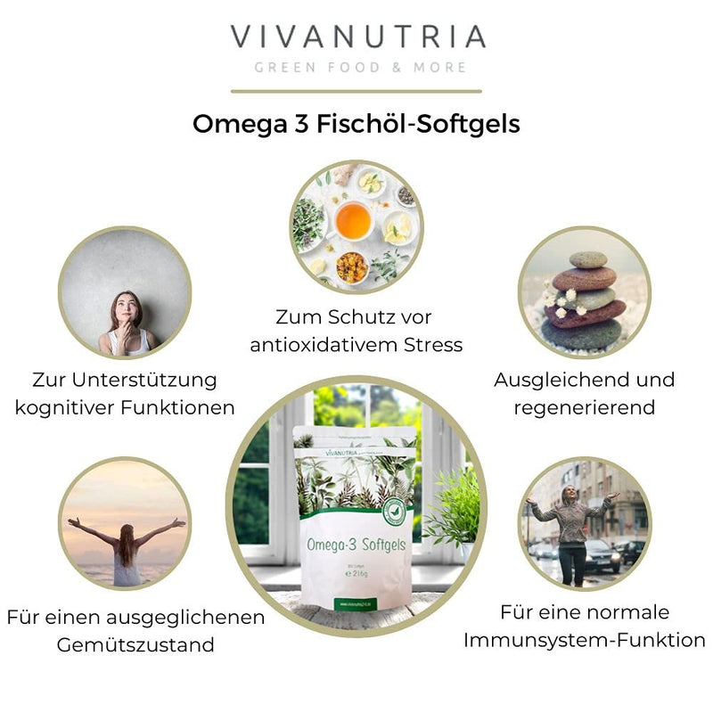Vivanutria Omega 3 Fish Oil Capsules 300 Pieces I Small Soft Gels Each With 500 Mg Of Pure Fish Oil | Easy To Swallow I Best Quality - Large 3-Month Pack I Omega-3 Salmon Oil Softgels - NewNest Australia