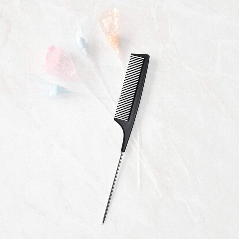 Hair Comb - a Professional Anti-static Carbon Fibre Metal-Pin Tail Comb,Heat Resistant Barber and Salon Rattail Comb with Non-skid Parting Comb,Fine Tooth in Black - NewNest Australia