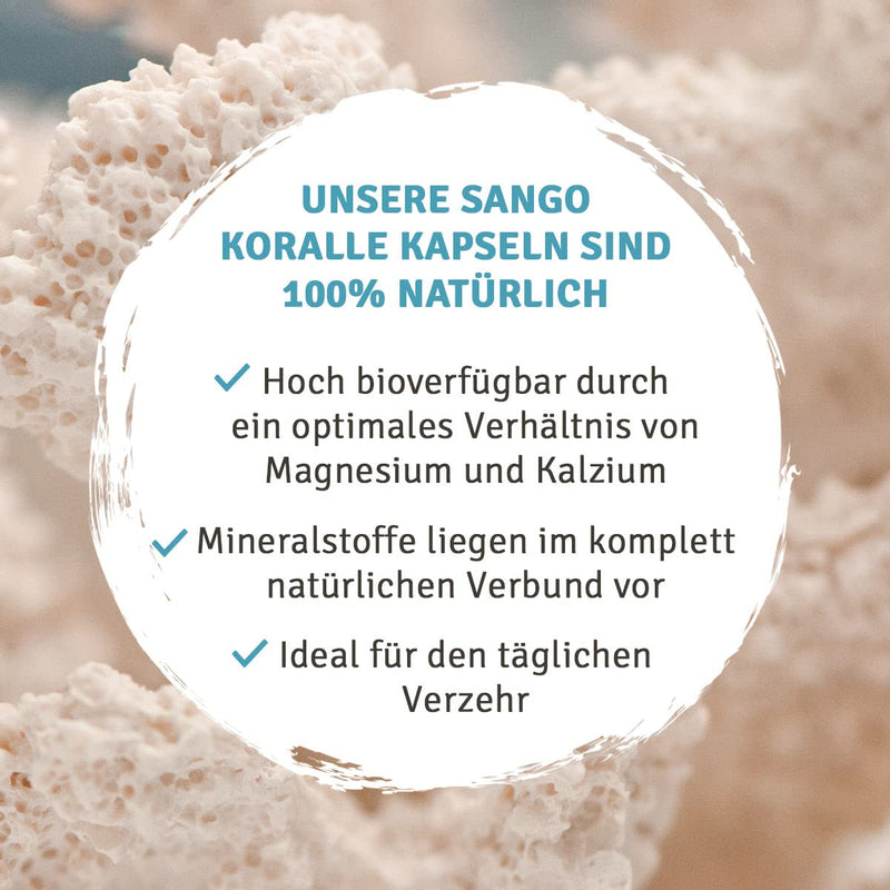 Sango sea coral 90 capsules. Natural calcium (20%) and magnesium (10%) in the body's optimal ratio of 2:1. Laboratory tested, highly usable, high dosage, vegan & made in Germany. 90 pieces (pack of 1) - NewNest Australia