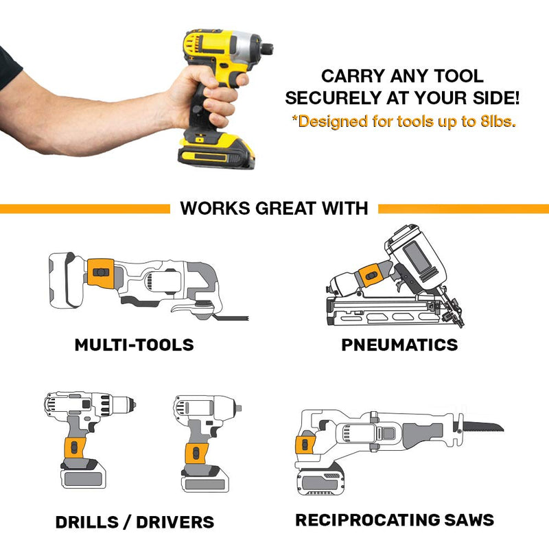 Spider Tool Holster - DUAL Tool KIT - 5 Piece Set for carrying your power drill, driver, multi-tool, pneumatic, multi-tool and other hand tools on your belt! Dual Tool Kit - 5 Pieces - NewNest Australia