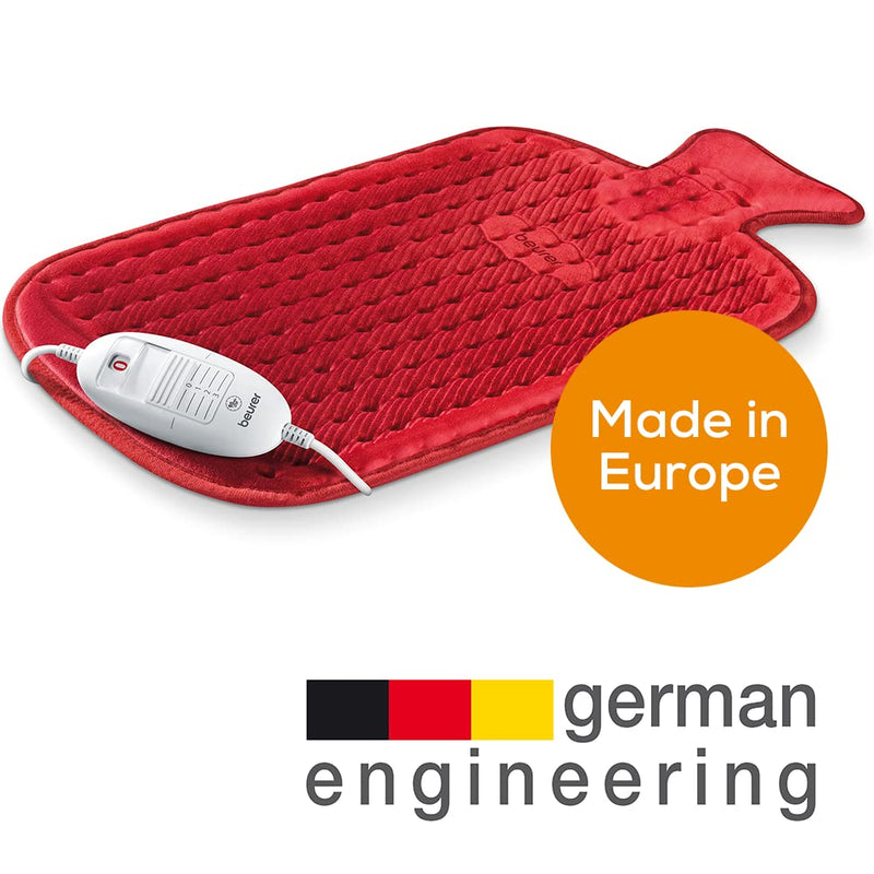 Beurer HK44UK Heat Pad | Soft and cosy electric heat pad | Rapid warm-up function | 3 electronically regulated temperature settings | Machine-washable | The NEW-AGE hot water bottle, 50 x 30 cm, Red - NewNest Australia