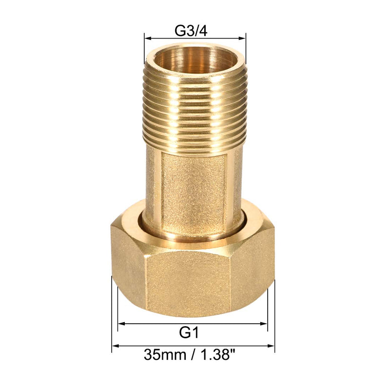 uxcell Brass Pipe Fitting, Hex Nipple, G3/4 Male X G1 Female Threaded Connector Water Meter Coupling 60mm Length - NewNest Australia
