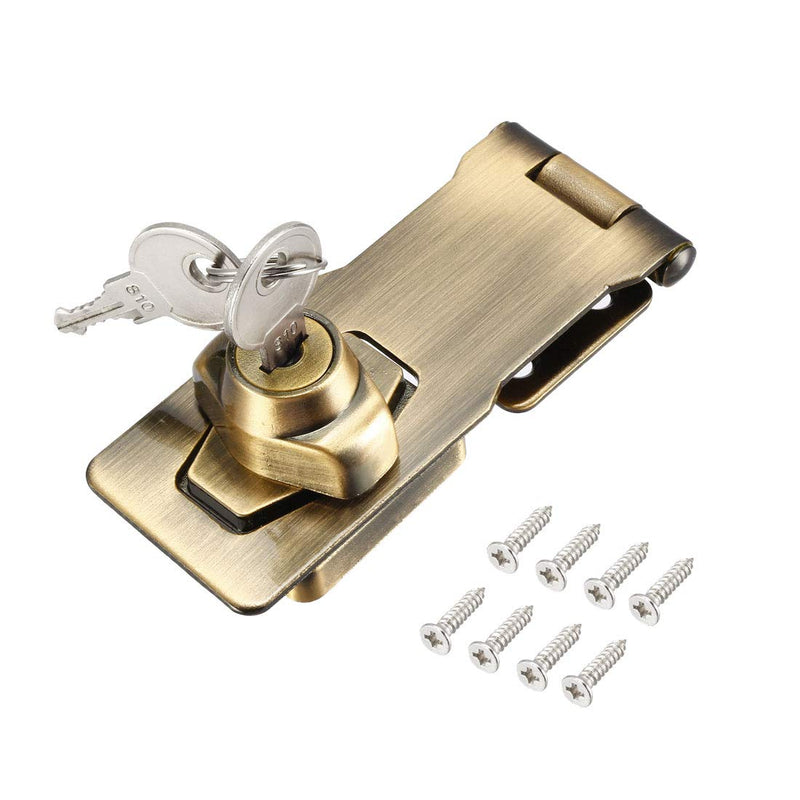 uxcell Keyed Hasp Lock 135mm Twist Knob Keyed Locking Hasp for Door Cabinet Keyed Alike Bronze Tone - NewNest Australia