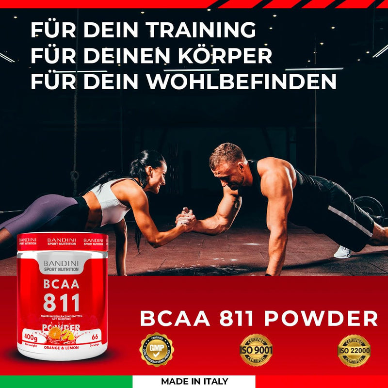 Bandini Bcaa Powder 8:1:1 - Dietary Supplement With Branched Chain Amino Acids In A Ratio 8.1.1 400 G (Orange/Lemon Flavor) - Amino Powder 811 With Leucine - Made In Italy - NewNest Australia