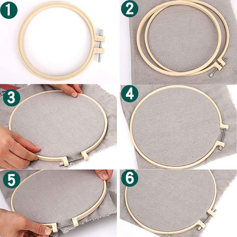 BigOtters 6PCS Embroidery Hoops, Bamboo Circle Cross Stitch Hoop Ring 4.7 Inches to 10.6 Inches Cross Stitch Rings for Holiday Ornaments Art Craft Handy Sewing DIY Favor - NewNest Australia