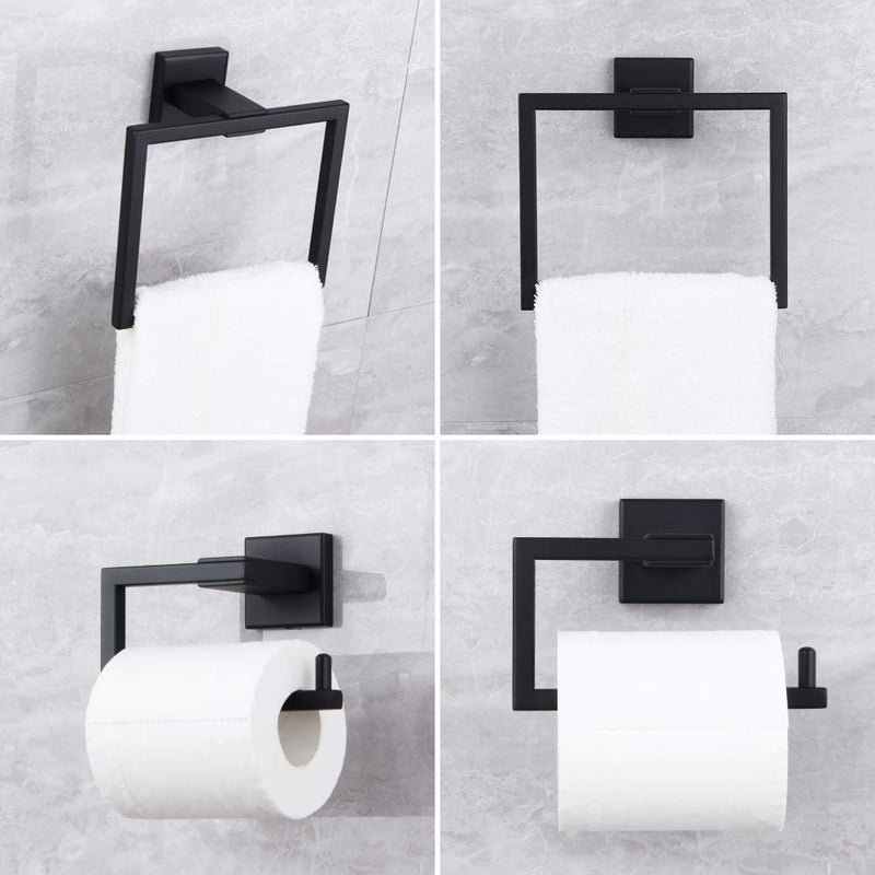 Matte Black Hand Towel Holder for Bathroom SUS 304 Stainless Steel Towel Ring Heavy Duty Hand Towel Racks Wall Mount - NewNest Australia