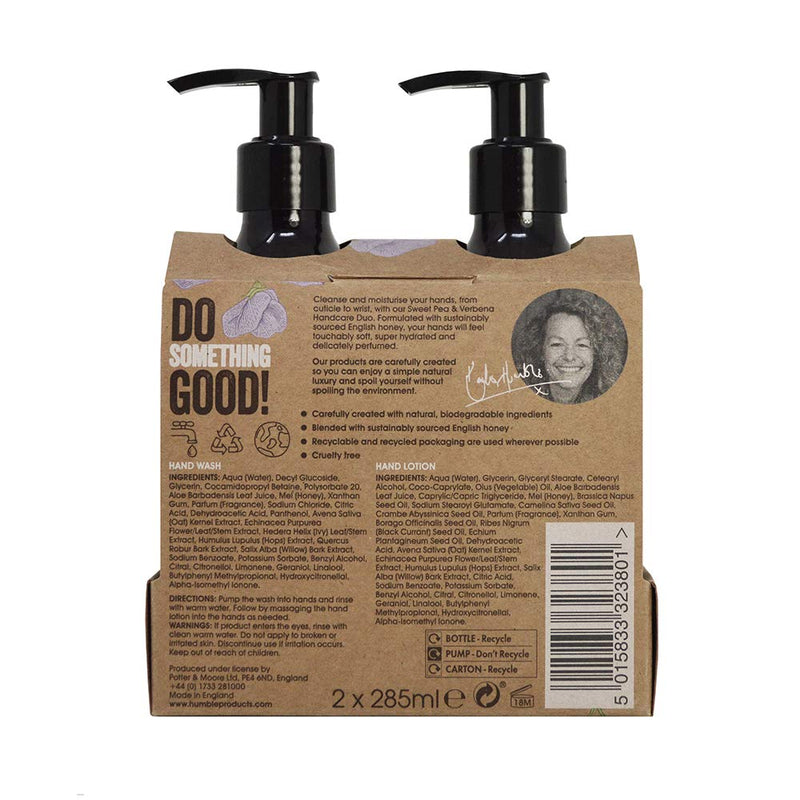 Humble Sweet Pea and Verbena Handcare Duo (285ml hand lotion & 285ml hand wash) - Carefully created with natural biodegradable ingredients. Cruelty Free. - NewNest Australia