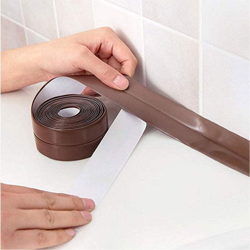 2 Pack Caulk Strip Sealing Strip PE Self Adhesive Waterproof Tape for Bathtub Bathroom Shower Toilet Kitchen and Wall Sealing 11 Ft Length (38 mm, Brown) brown-2 pack - NewNest Australia