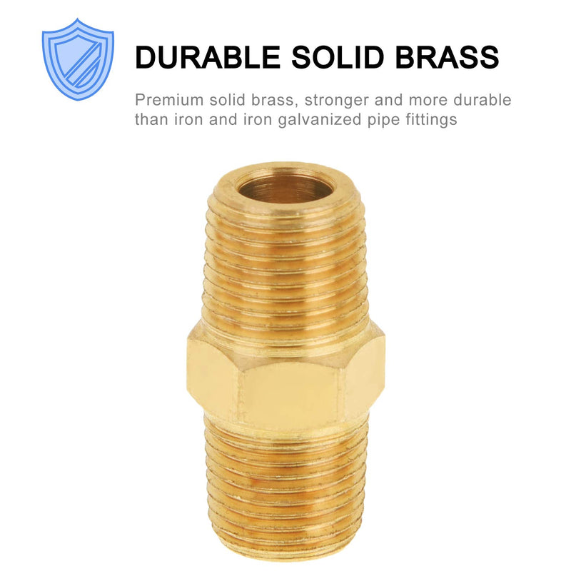 SUNGATOR Solid Brass Pipe Fitting, Hex Nipple, 1/8" x 1/8" NPT Male Pipe Thread Adapter (2-Pack) - NewNest Australia