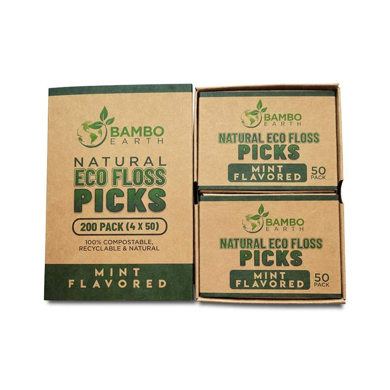 Natural Dental Floss Picks - Eco Friendly Cruelty Free & Vegan Tooth Flossers Pick Set with Biodegradable and Compostable BPA Free Handle & Zero Waste Packaging - 200 Pack (Mint) Mint - NewNest Australia