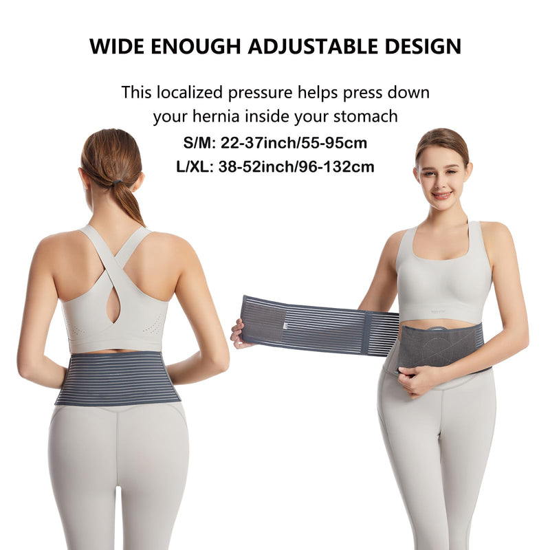 Umbilical Hernia Belt for Men and Women - Hernia Support for Men with 2 Compression Pad (inguinal, femoral, incisional) - Abdominal Binder Post Surgery and Postpartum （L/XL） L/XL - NewNest Australia