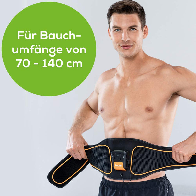 Beurer EM 37 abdominal muscle belt, EMS abdominal training, muscle stimulation to strengthen the abdominal muscles, regeneration, 1 piece, black, standard single - NewNest Australia