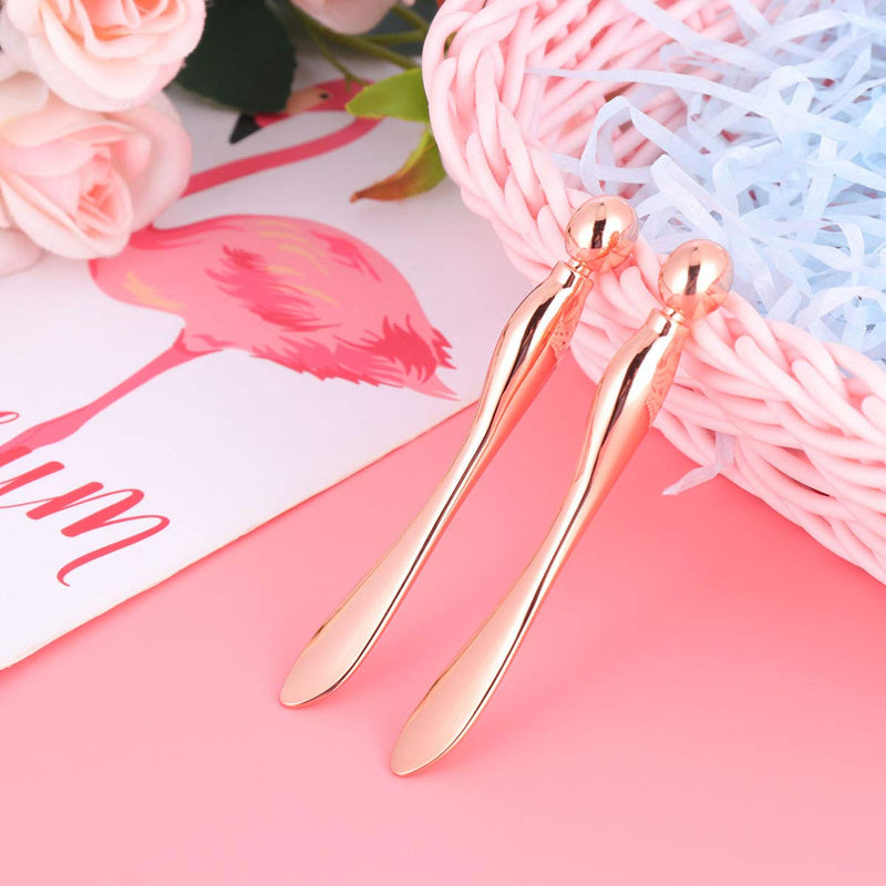 Beaupretty Eye Cream Massgae Sticks Alloy Eye Cream Applicator Eye Roller Facial Face Massager for Women,2pcs(Rose gold) 8X0.5CM Pink - NewNest Australia