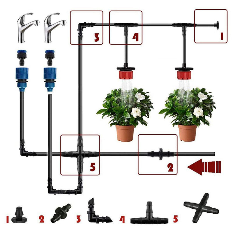 Kalolary 250PCS Irrigation Fittings Kit, Drip Irrigation Barbed Connectors for 1/4-Inch Tubing Flower Garden Lawn Irrigation (90 Straight Barbs + 70 Tees + 30 Elbows + 30 End Plug+ 30 4-way Coupling) - NewNest Australia