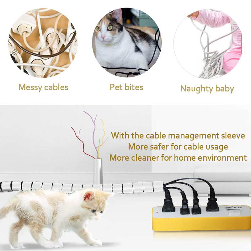 Fanoshon White Cable Management Sleeves 2 PCS Cord Protectors for USB Cable Power Audio Video Wire Cables - Protect Cats Dogs Pets from Chewing Cords 22MM WTH02 - NewNest Australia