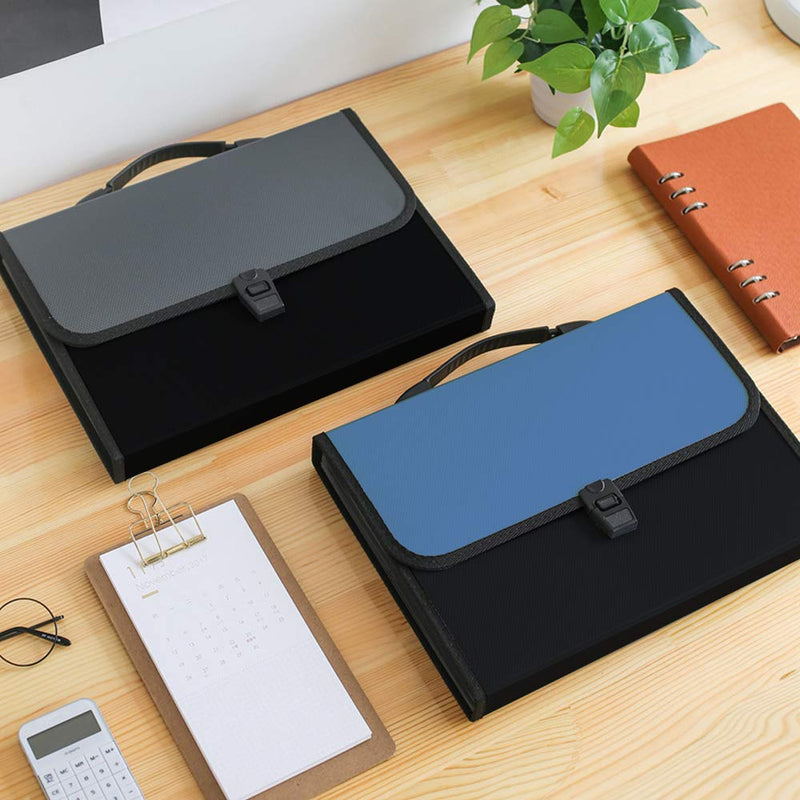 Expanding File Folder with Handle, 2019 New 13-Pocket Plastic Expandable File Organizer, A4 Size Waterproof & Durable Accordion File Organizer for School, Office（Deep Blue） Deep Blue - NewNest Australia
